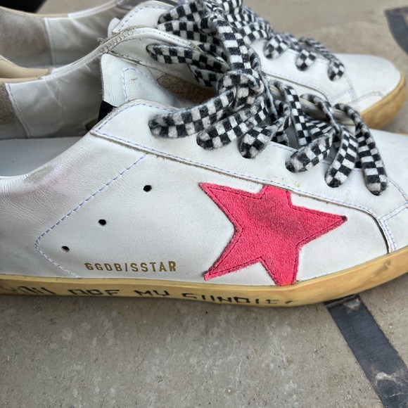 Authentic Golden Goose Superstar White Pink Star Leather Sneakers Size 38 - Picture 4 of 9